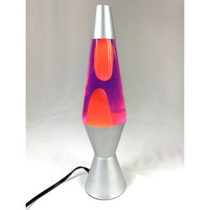 Lava Lamp By Motion And Glitter Model 2125 14" Purple & Yellow Red Silver Base
